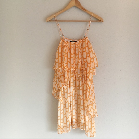 Funktional Dresses & Skirts - Funktional Orange & Cream Arrow Print Silk Dress